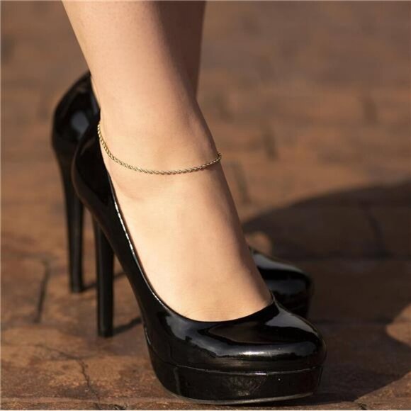 Gold Plated Rope Chain Anklet 24K Real Gold Layered Ankle Bracelet for Women - Picture 3 of 8